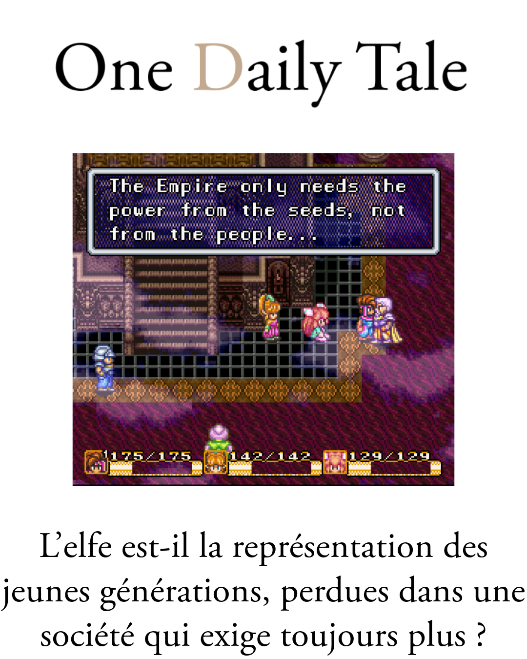L’histoire triste de Secret of Mana révèle-t-elle l’issue tragique des jeunes générations et l’état de notre planète ?