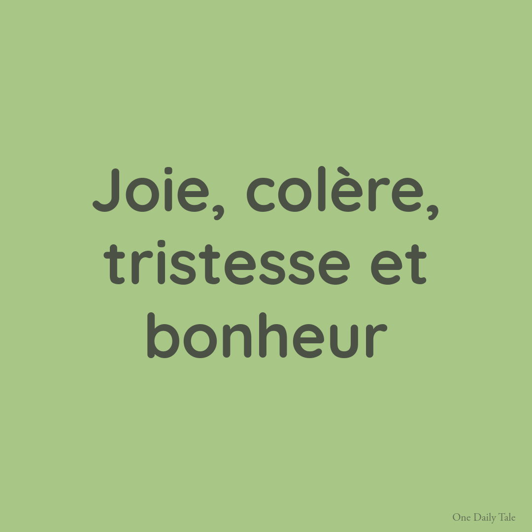 Joie, colère, tristesse et bonheur